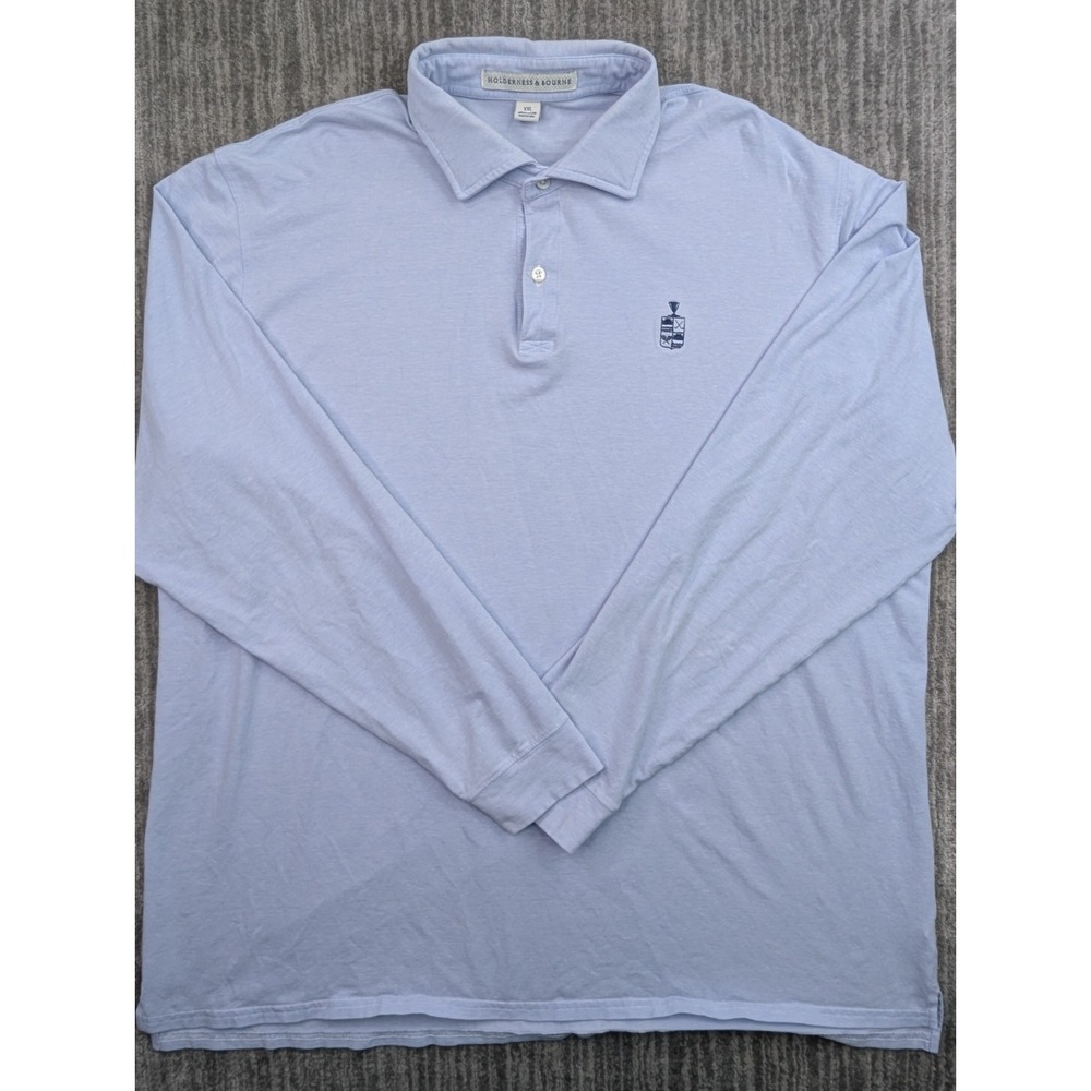 Holderness & Bourne The Harris Long Sleeve Polo Men 2XL Light Purple Pima Cotton